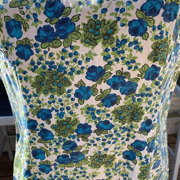 Vintage 50s 60s Floral House Dress Sleeveless Short Cottagecore Loungewear - Picture 3 of 16